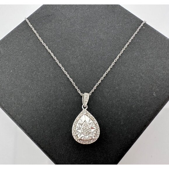Pear Cut Natural Diamond Pendant Necklace - Picture 4 of 15